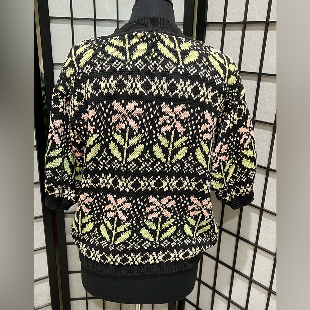 United Colors Of Benetton Black Knit with Pastel Pink & Lime Stripes, EU SIZE 48 - Picture 5 of 10